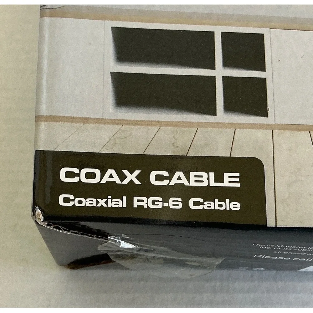 Monster Coaxial RG-6 Cable 50ft In-Wall Rated Gold Plated Connectors Black NWT